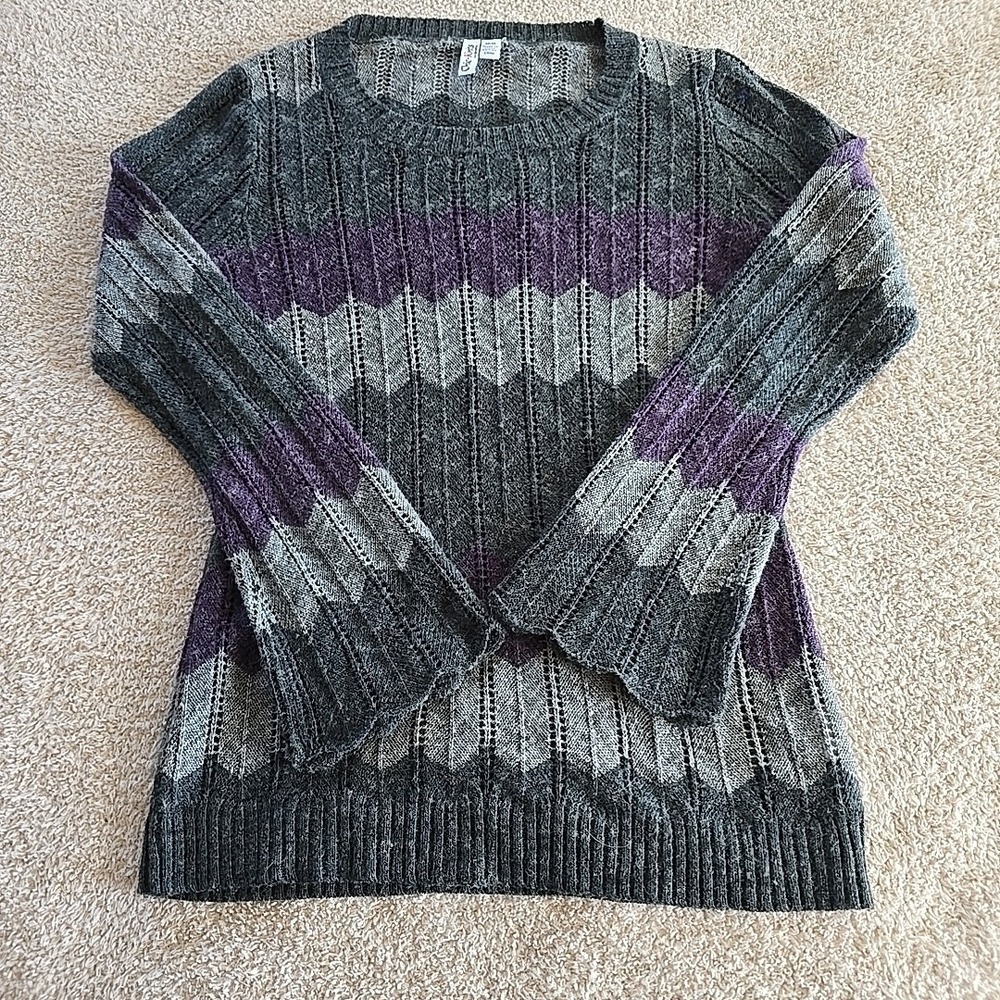 Chic-Knits Lanalee Wool Blend Pullover Sweater Chevron Pattern Y2K 90s Sz M
